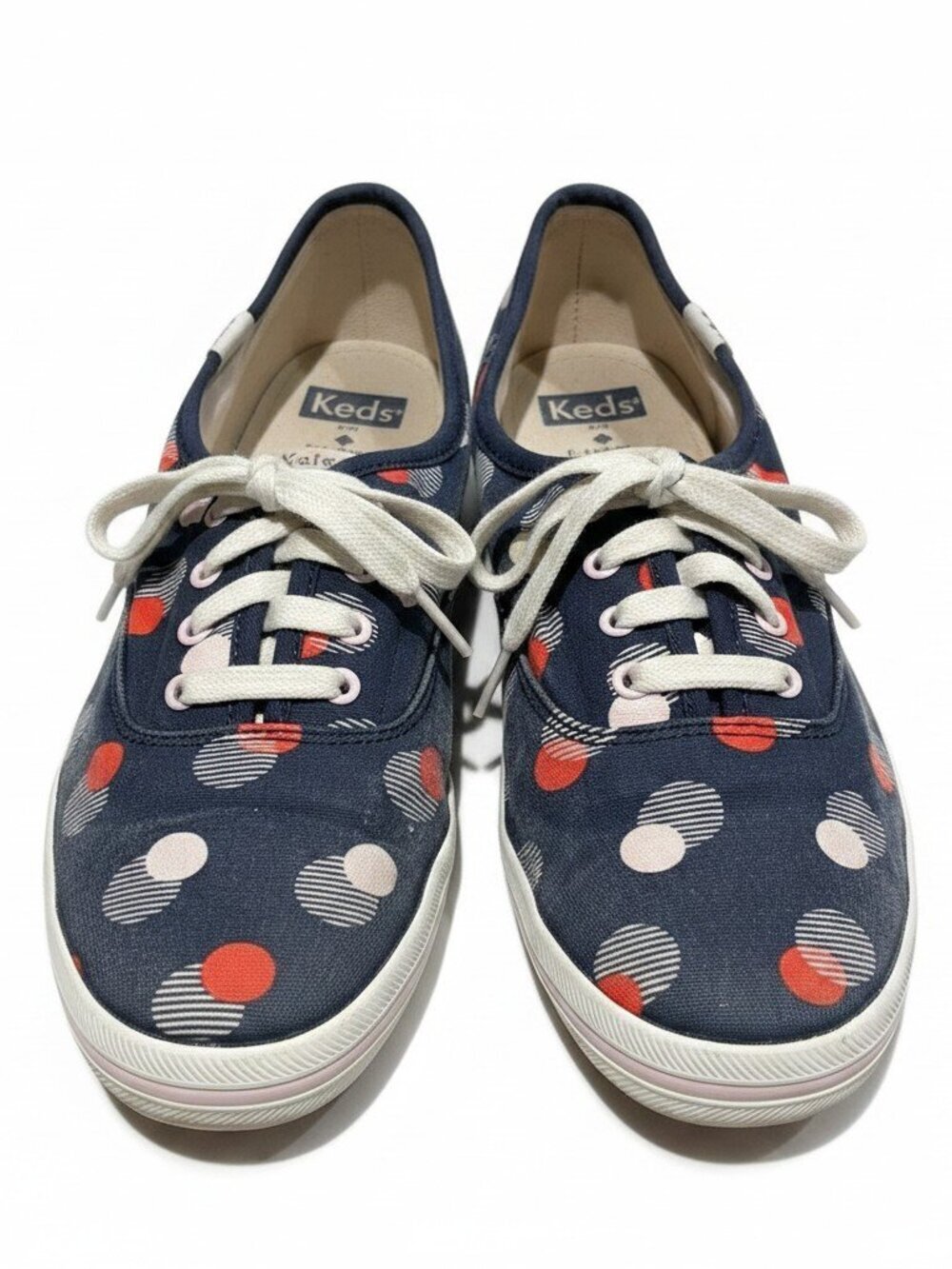 Keds x Kate Spade Blue Canvas Champion Dancing Dot Lace Up Sneakers Size 8